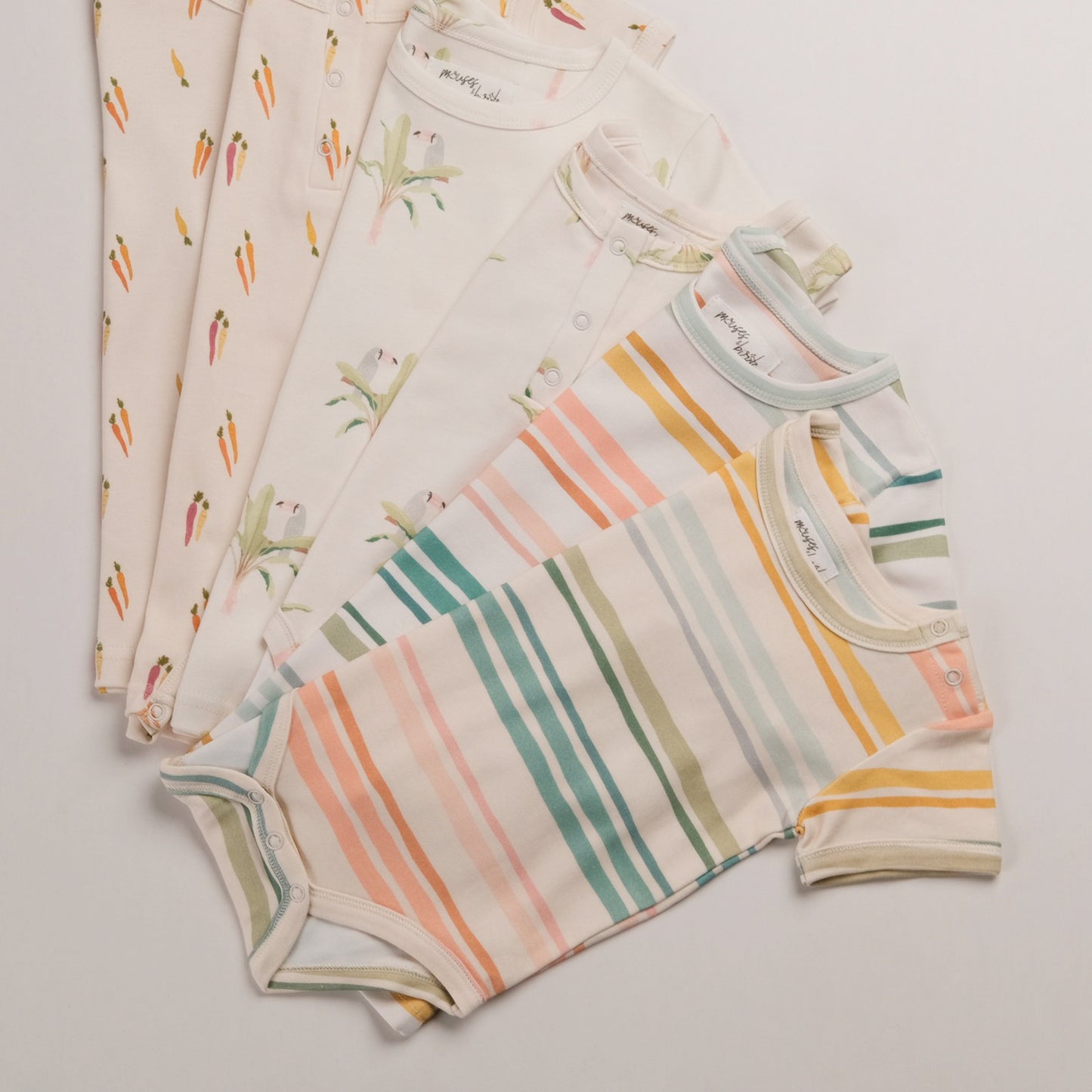 ORGANIC Pastel Stripes Short-Sleeved Bodysuit