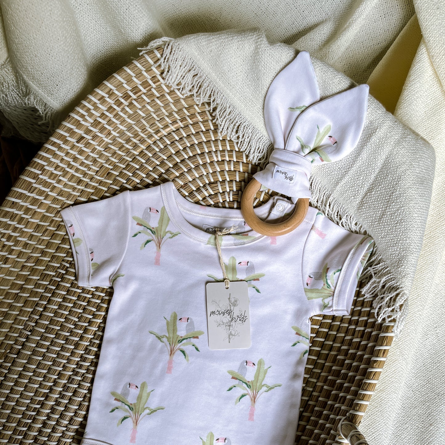 ORGANIC Toucan Print Bunny Ear Teether