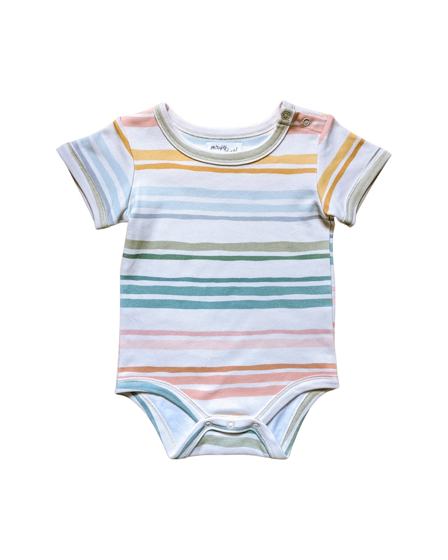 ORGANIC Pastel Stripes Short-Sleeved Bodysuit