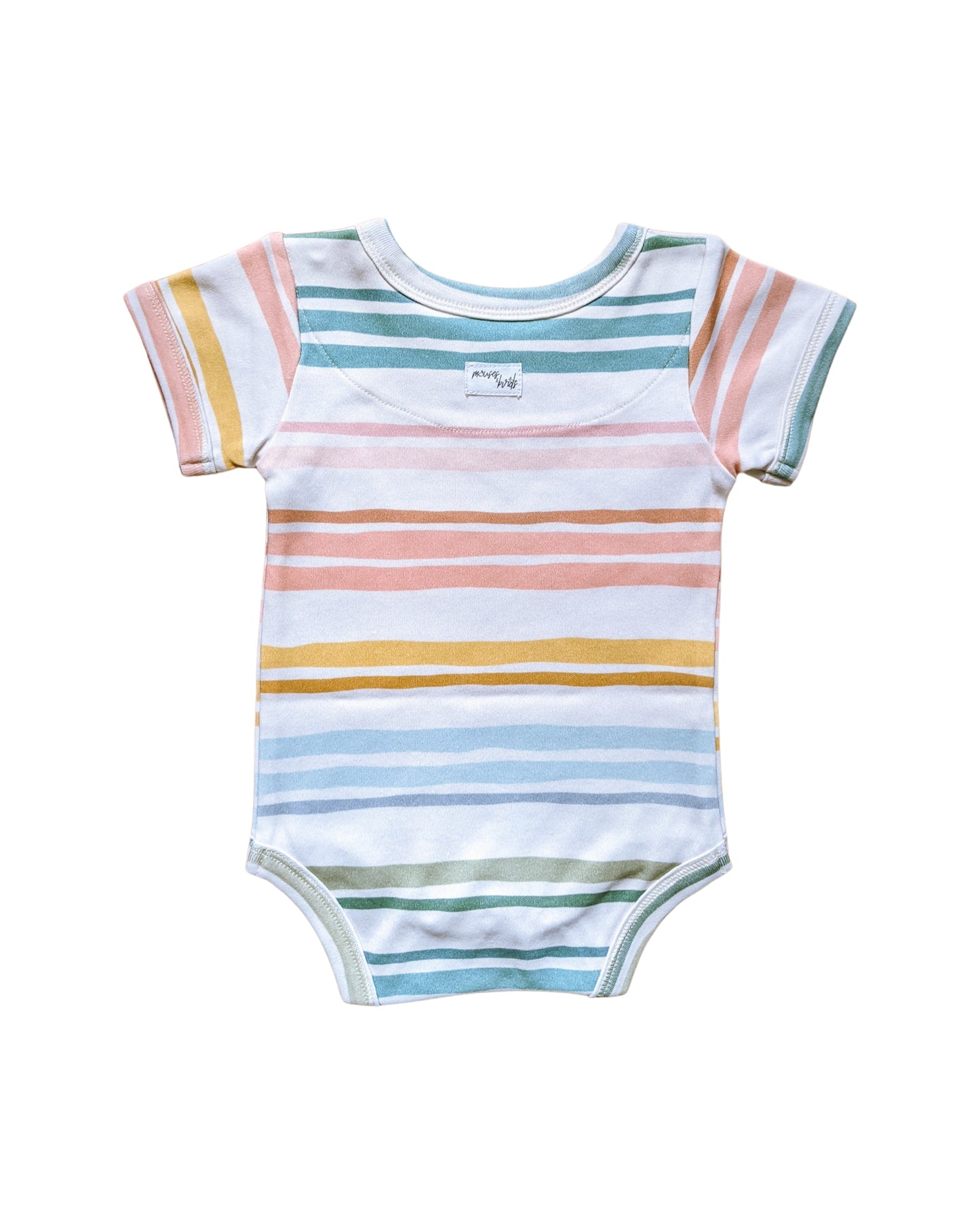 ORGANIC Pastel Stripes Short-Sleeved Bodysuit