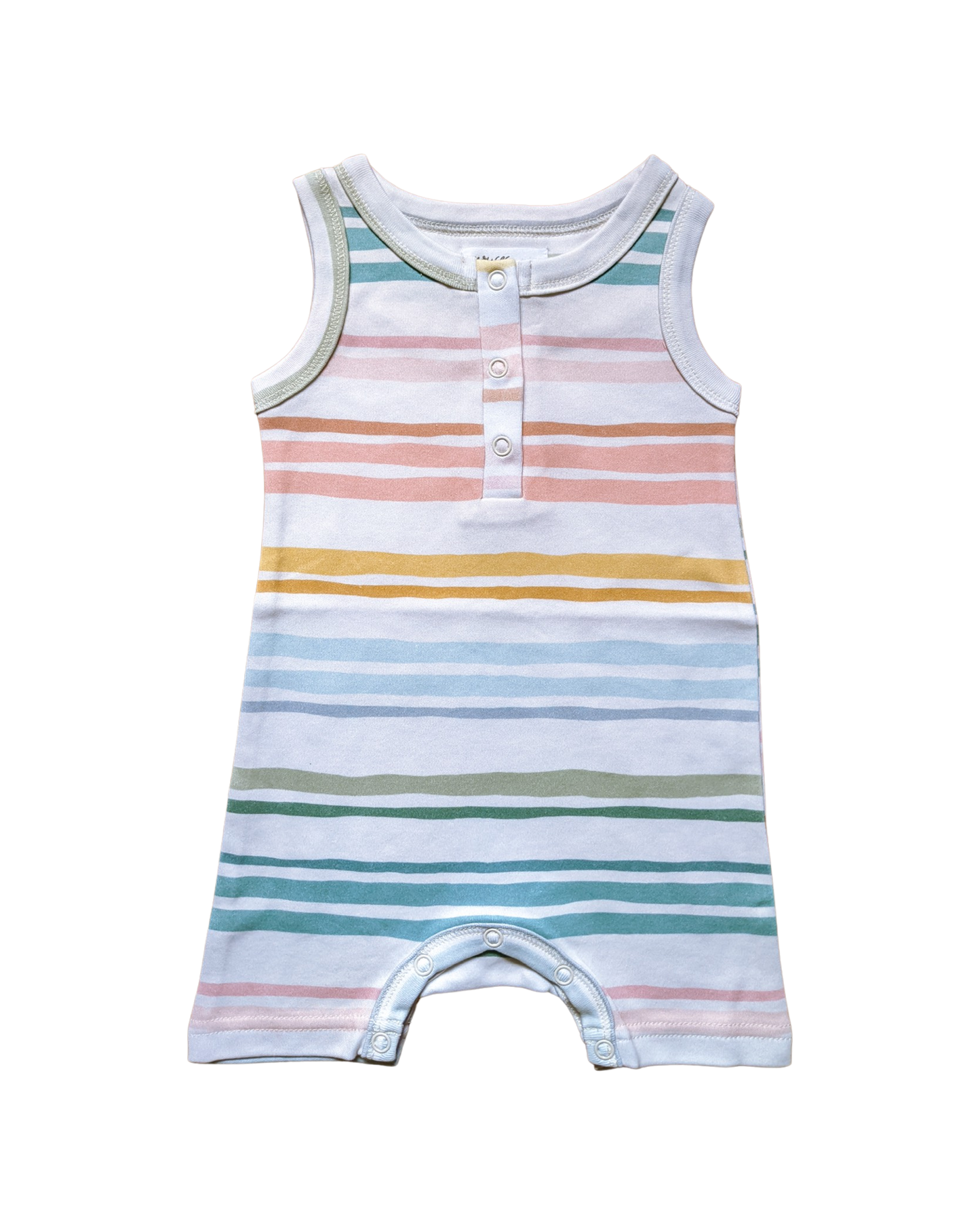 ORGANIC Pastel Stripes Sleeveless Boyshort Romper