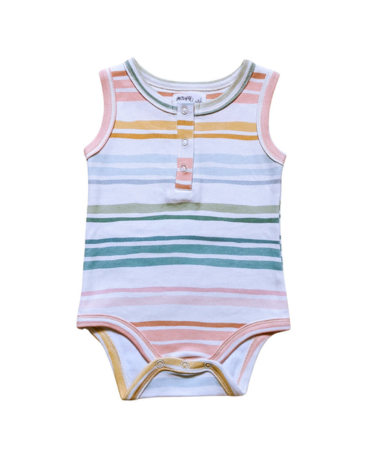 ORGANIC Pastel Stripes Sleeveless Bodysuit