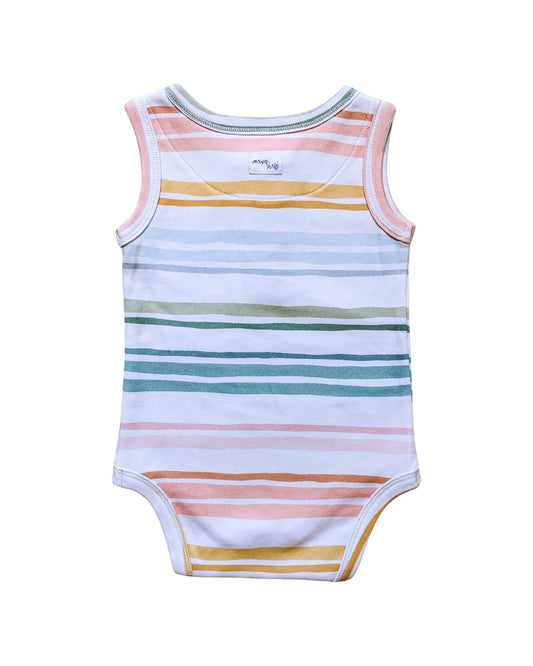 ORGANIC Pastel Stripes Sleeveless Bodysuit
