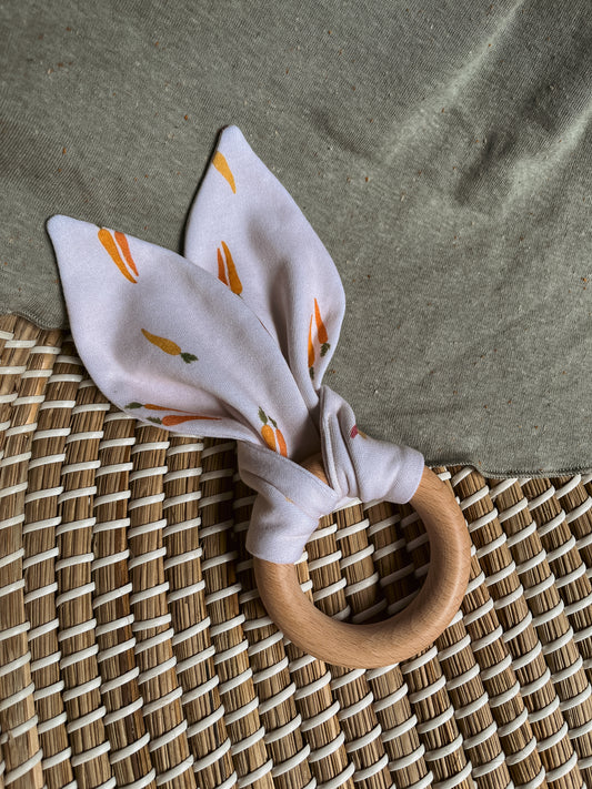 ORGANIC Carrots Print Bunny Ear Teether