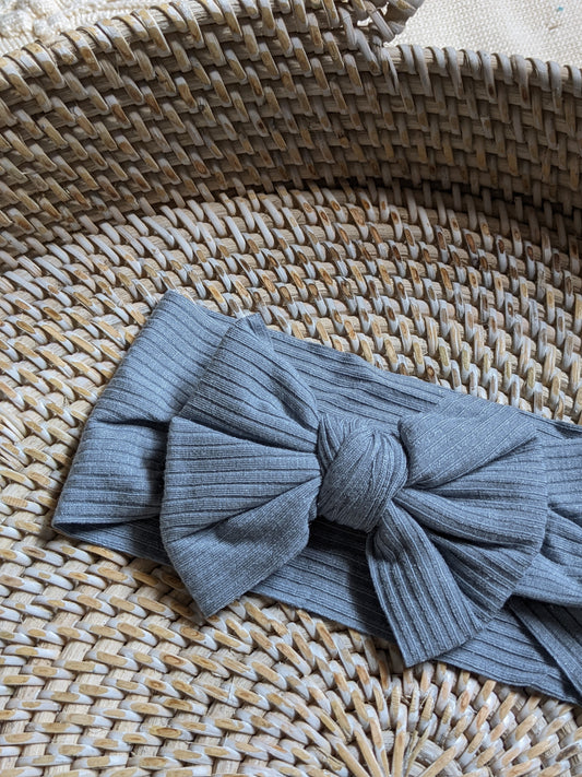 Ribbed Bow Headband in Cornflower