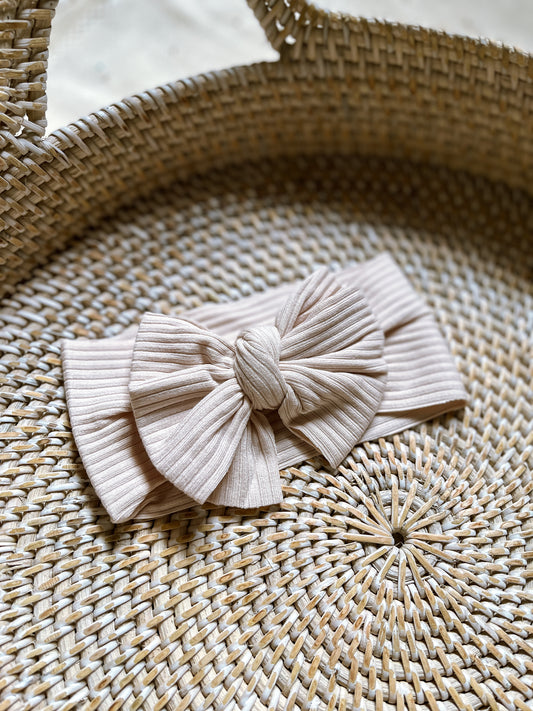 Ribbed Bow Headband in Magnolia