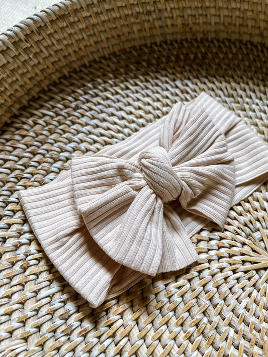 Ribbed Bow Headband in Magnolia