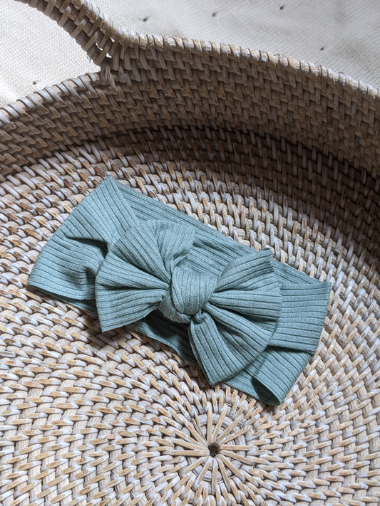 Ribbed Bow Headband in Tiffany
