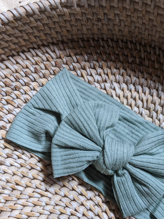 Ribbed Bow Headband in Tiffany