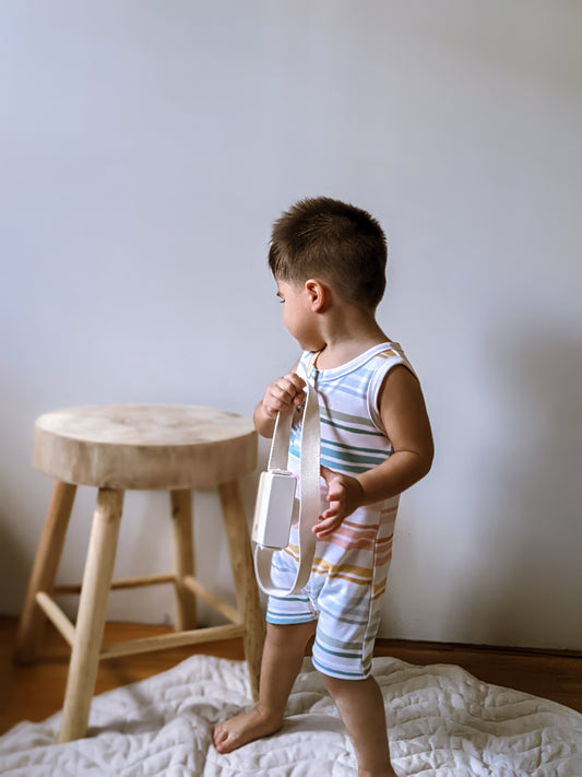ORGANIC Pastel Stripes Sleeveless Boyshort Romper