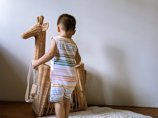 ORGANIC Pastel Stripes Sleeveless Boyshort Romper