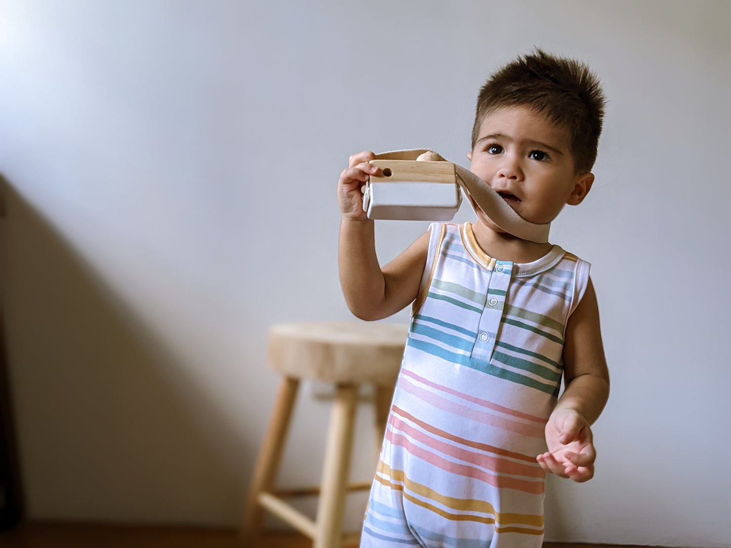 ORGANIC Pastel Stripes Sleeveless Boyshort Romper