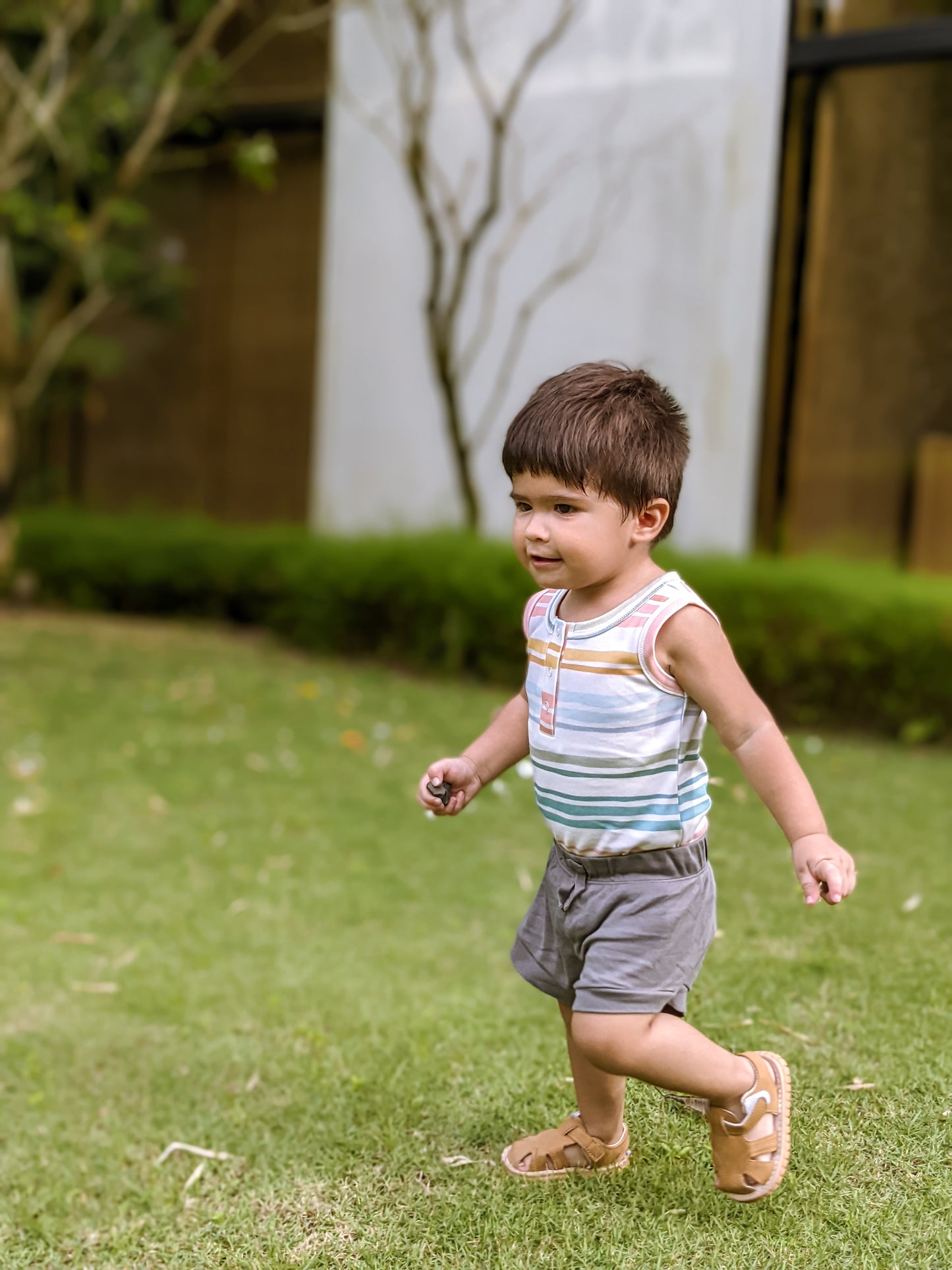 ORGANIC Pastel Stripes Sleeveless Bodysuit
