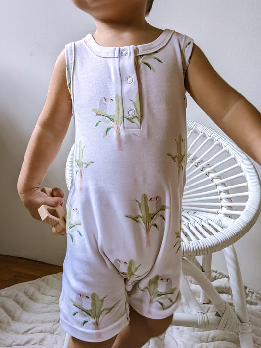 ORGANIC Toucan Sleeveless Boyshort Romper