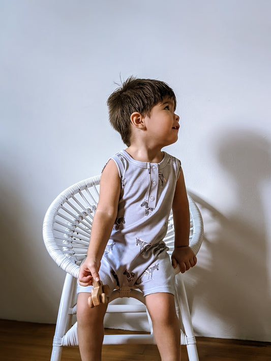 ORGANIC Zebras Sleeveless Boyshort Romper