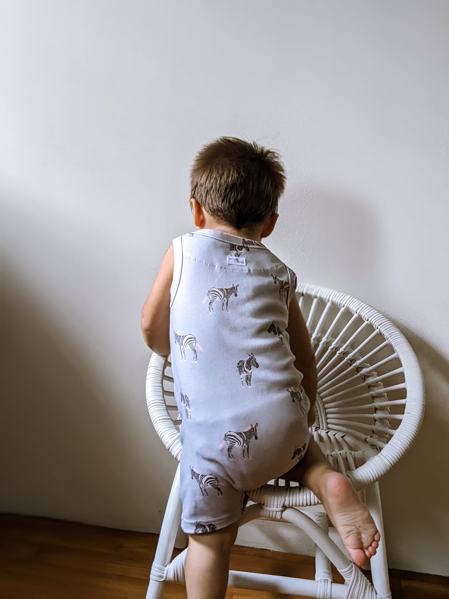 ORGANIC Zebras Sleeveless Boyshort Romper