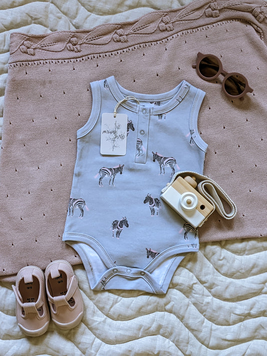 ORGANIC Zebras Sleeveless Bodysuit