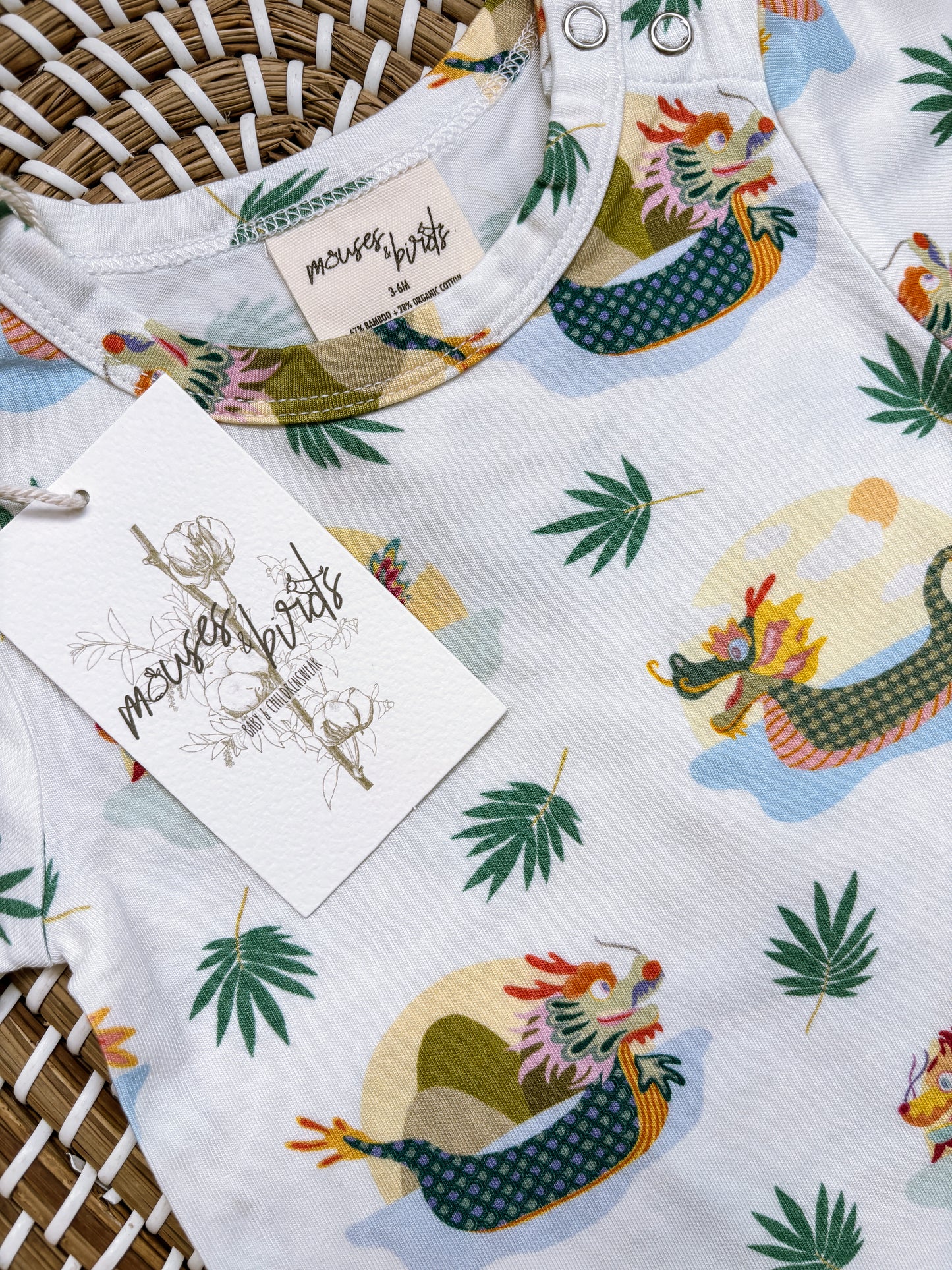 ORGANIC Dragonboats Short-Sleeved Bodysuit