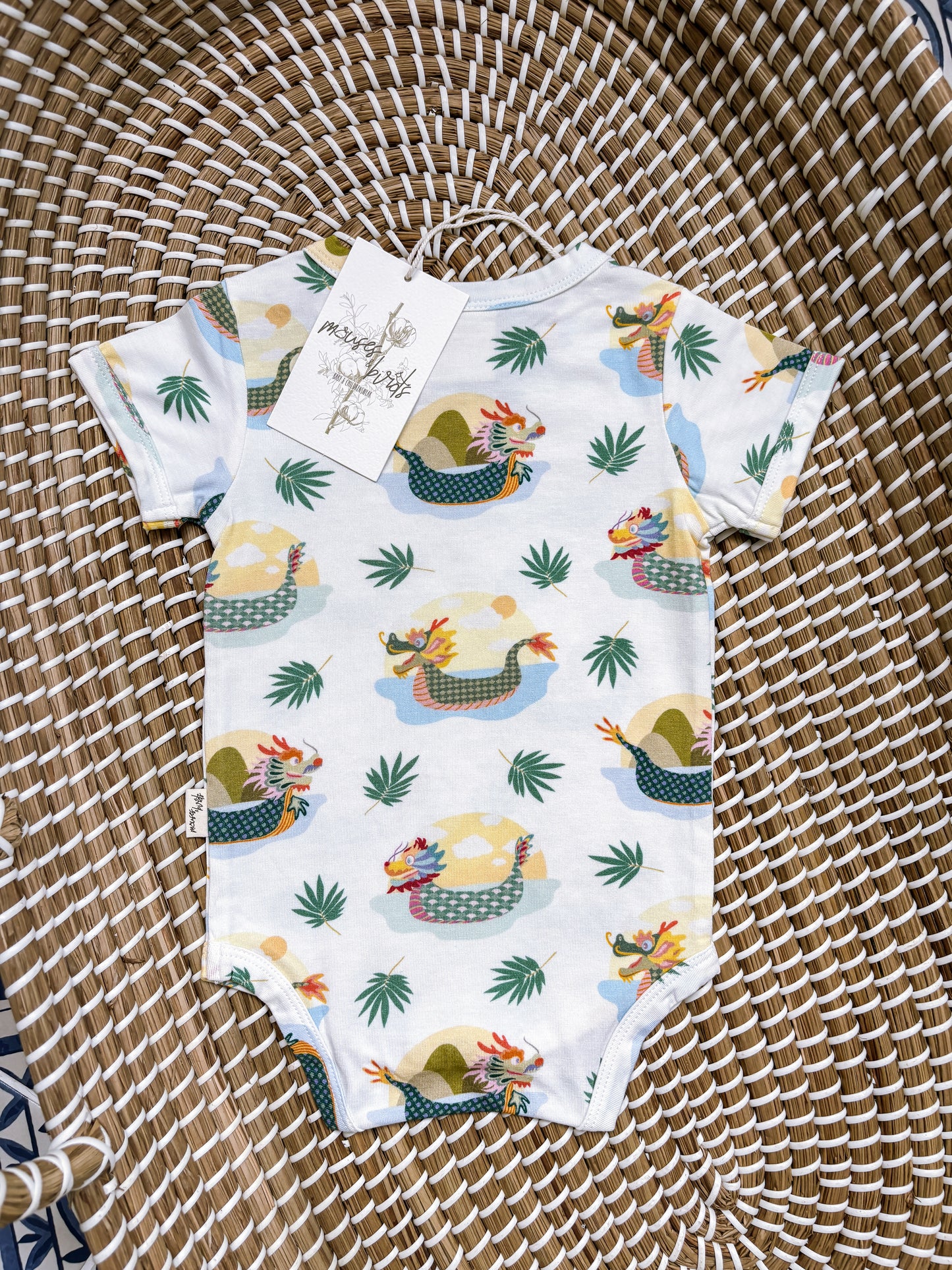 ORGANIC Dragonboats Short-Sleeved Bodysuit