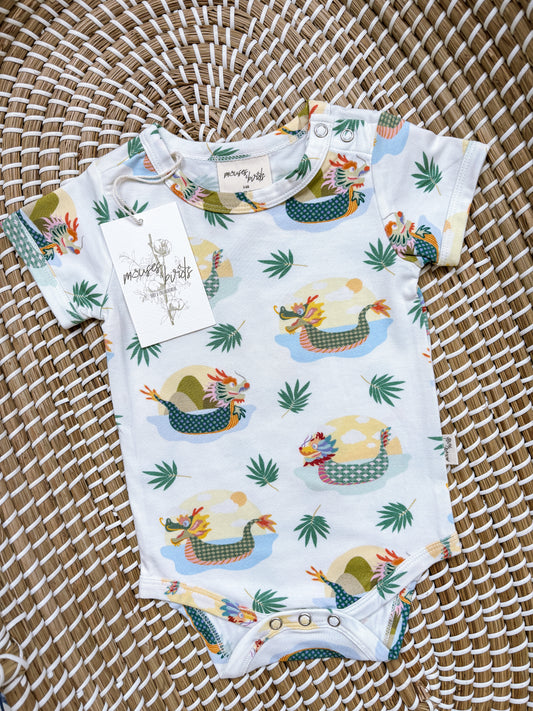ORGANIC Dragonboats Short-Sleeved Bodysuit
