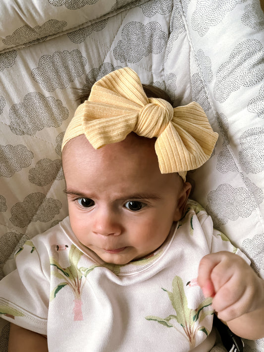 Ribbed Bow Headband in Buttercup