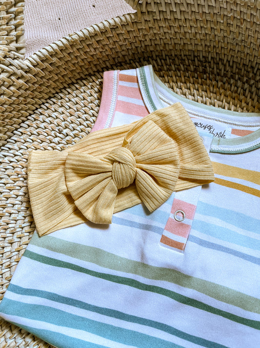 Ribbed Bow Headband in Buttercup